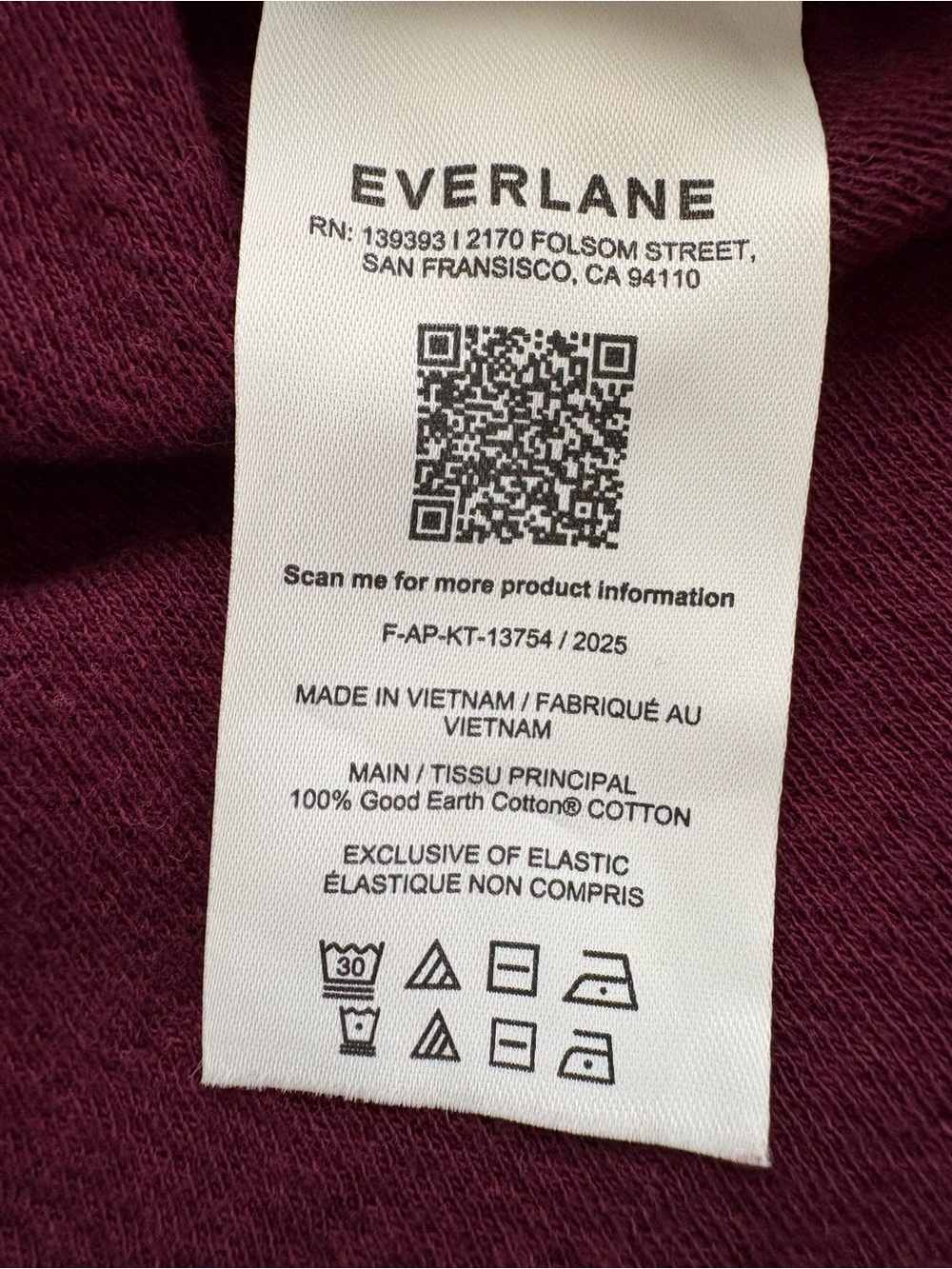 Everlane Boxy Henley Cozy Waffle Burgandy/Maroon Cropped Thermal Top Size S - Picture 6 of 8